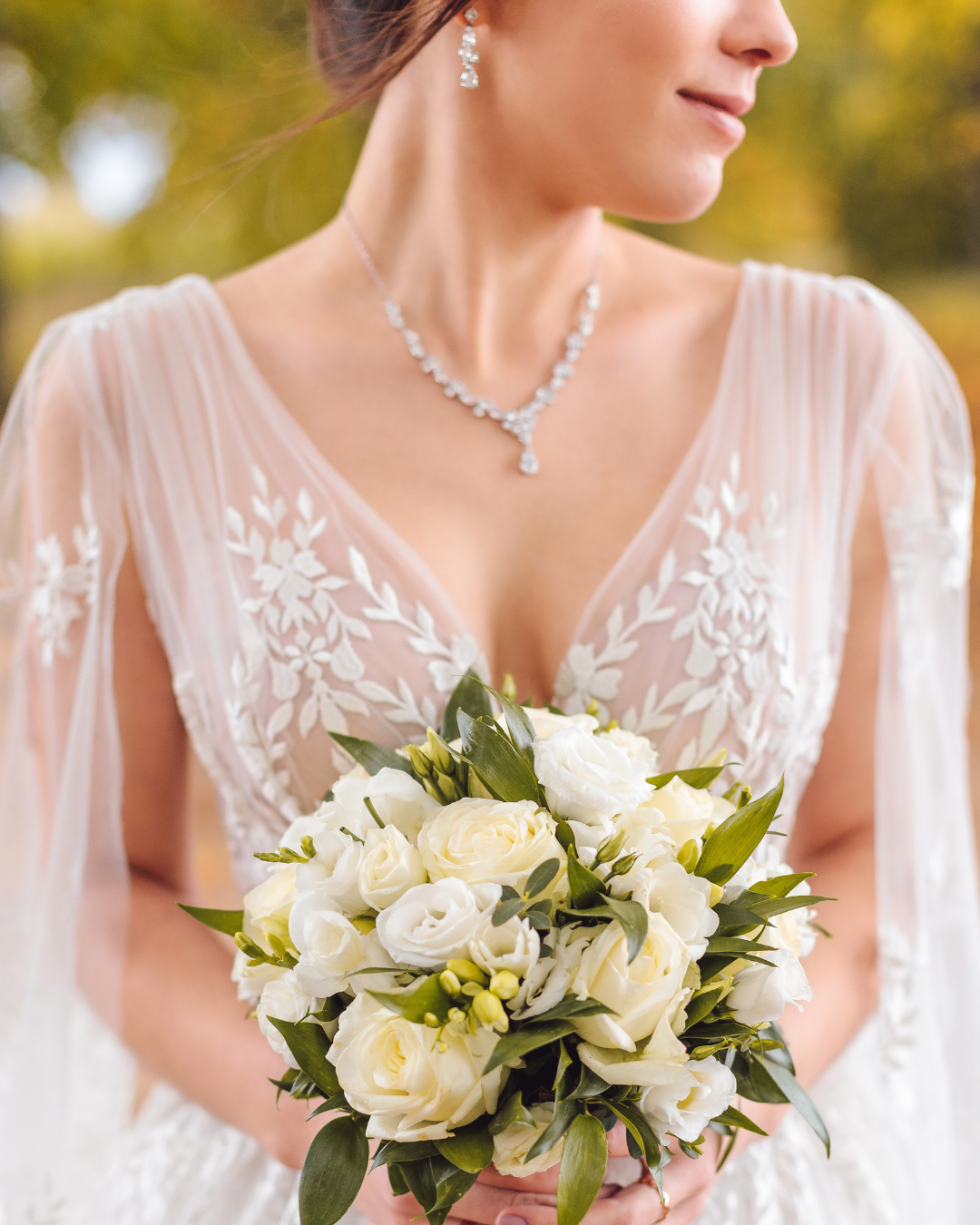 Bride holding flowers